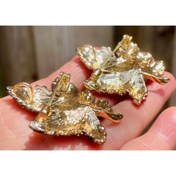 Orange Maple Leaf Brooch Maple Leaf Rhinestone Pin Harvest Brooch Pendant - Picture 4 of 6